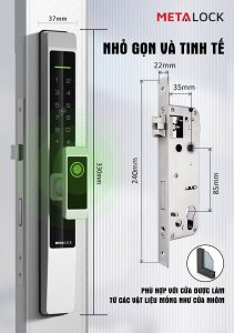 KHÓA CỬA NHÔM KHÓA THÔNG MINH METALOCK AZT-10 8 Kích thước khóa AZT-10