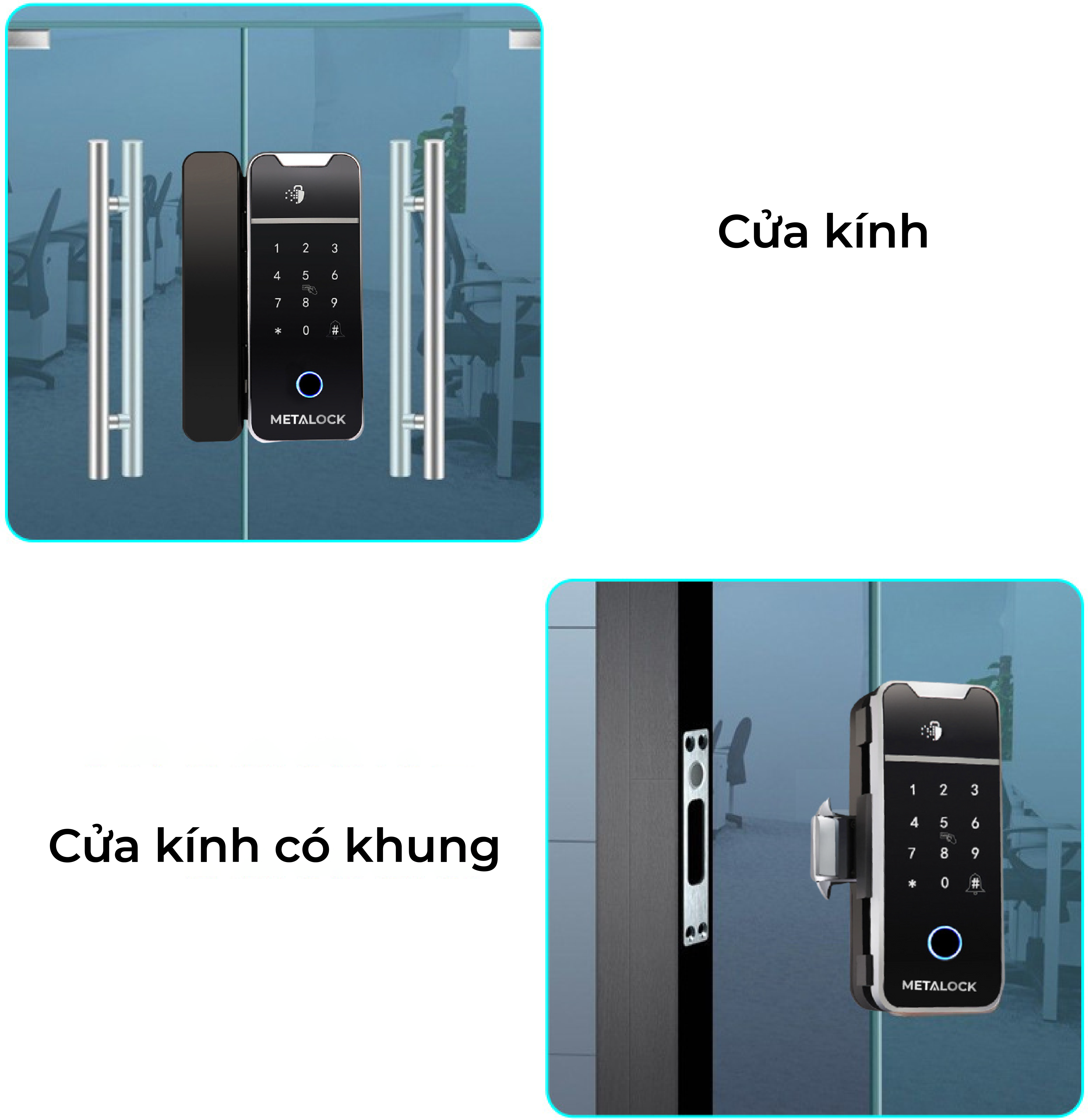Khoá thông minh Metalock AZG-02 4 Khoá thông minh Metalock AZG-02 Phù hợp cho cửa kính