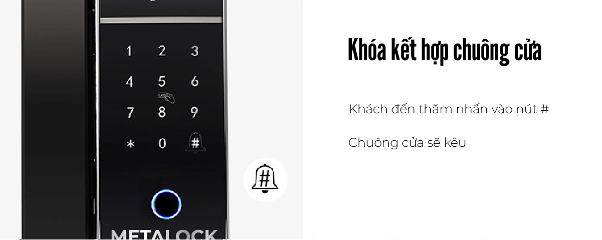 Khoá thông minh Metalock AZG-02 8 Khoá thông minh Metalock AZG-02 kết hợp chuông cửa