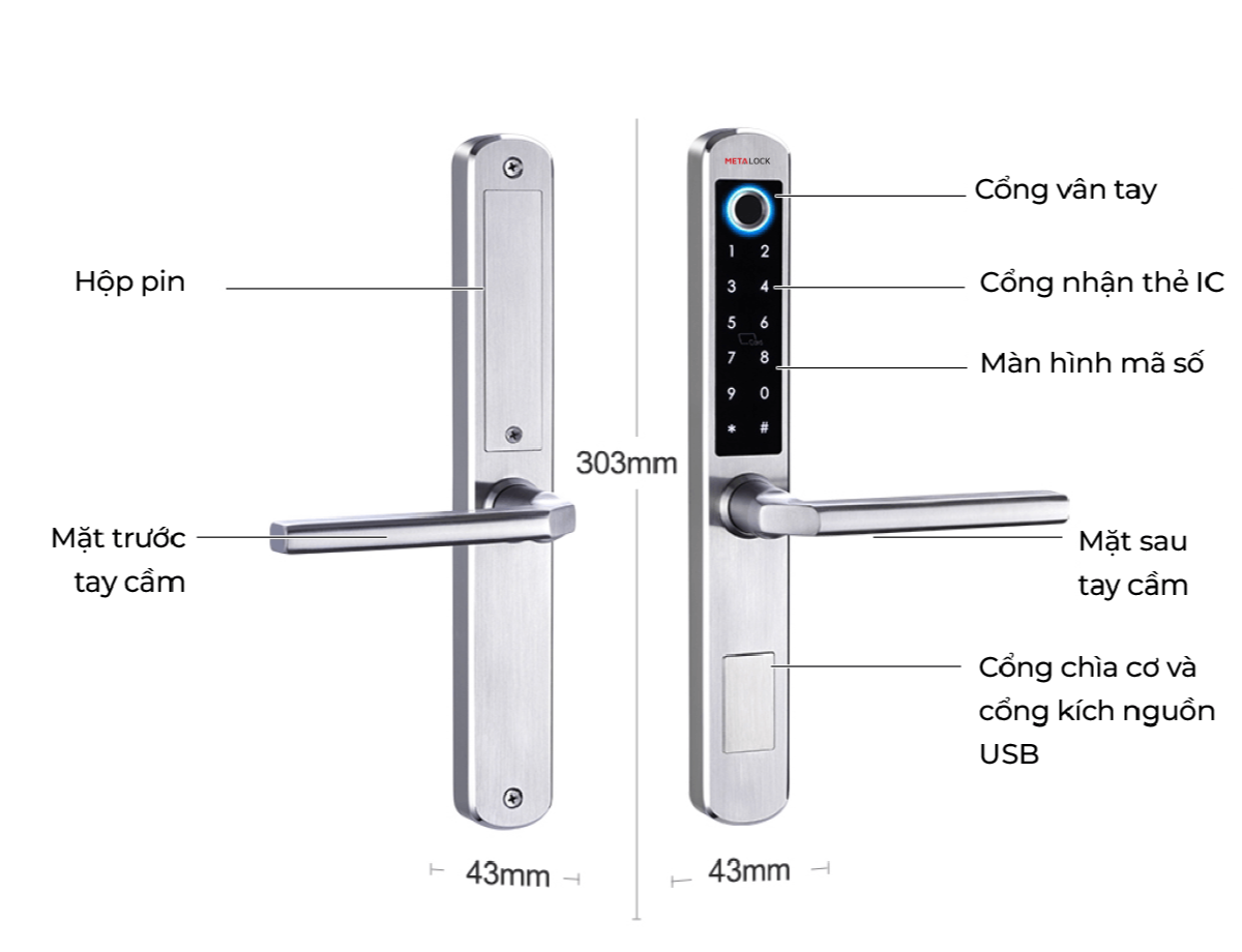 Khóa thông minh Metalock AZT-01 7 Kích thước khóa thông minh Metalock AZT-01