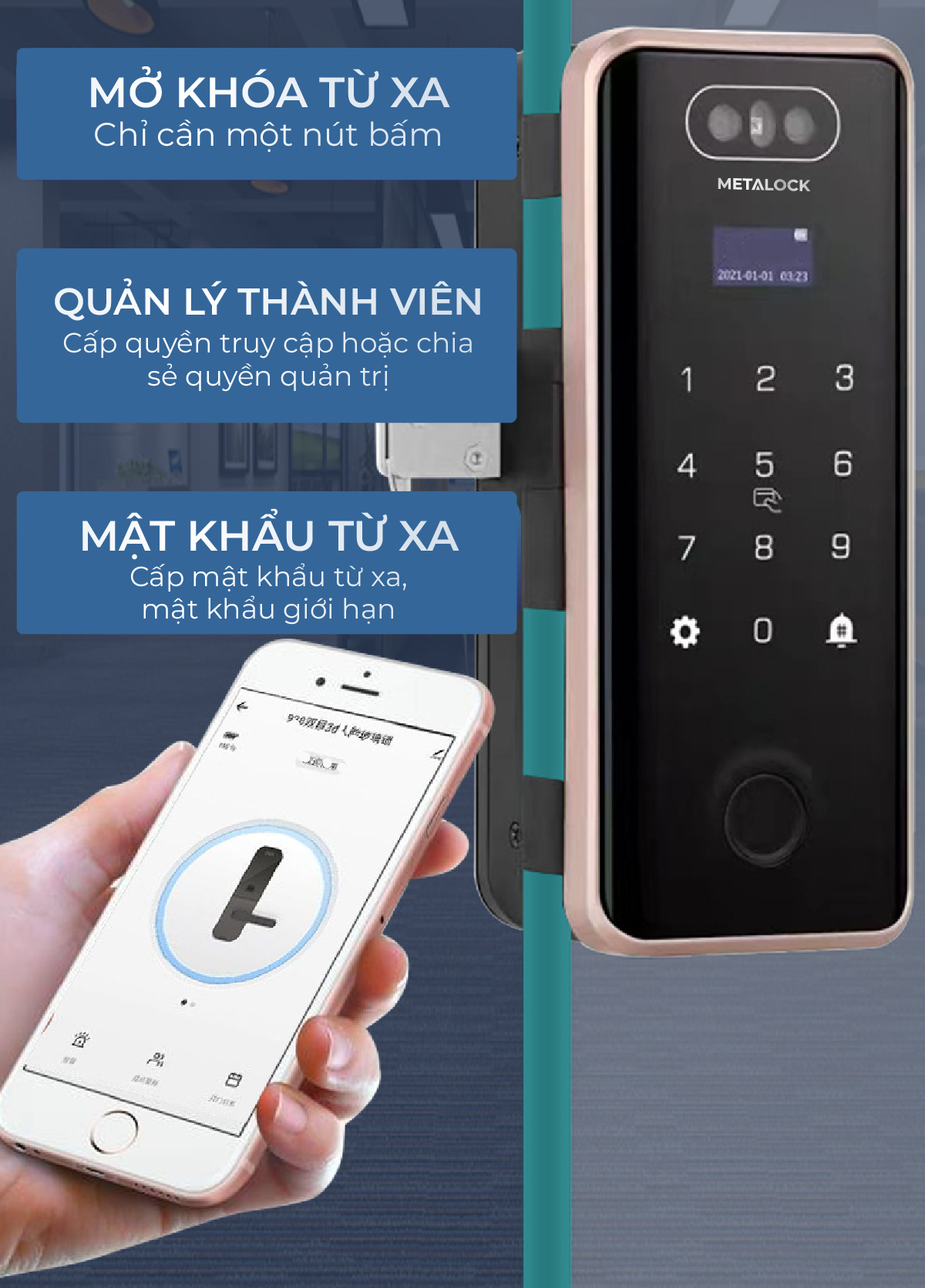 Khóa thông minh Metalock AZT-18 Pro 7 Khóa thông minh Metalock AZT-18 Pro mở khóa bằng App