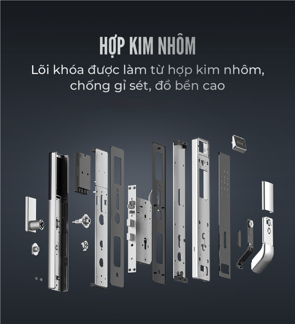 Khóa thông minh Metalock AZT-AF01 5 Lõi khóa sử dụng chất liệu hợp kim nhôm cao cấp