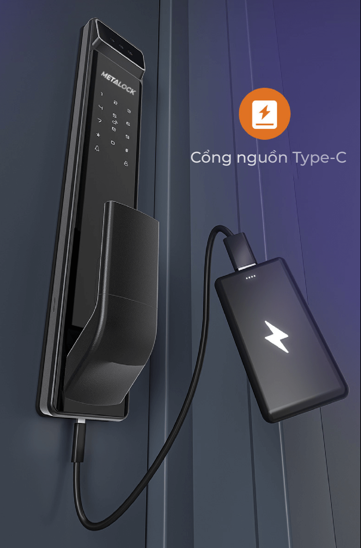 Khóa thông minh Metalock AZT-AF01 17 Cổng sạc nguồn điện Type-C
