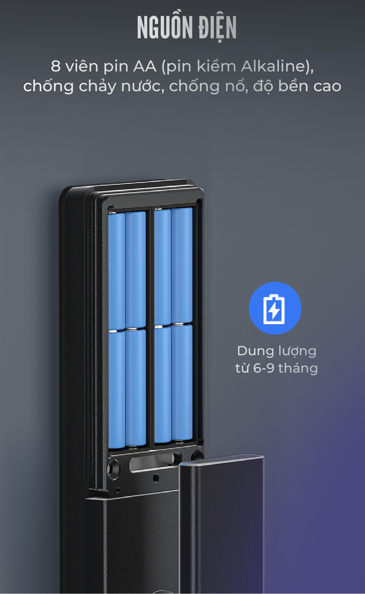 Khóa thông minh Metalock AZT-AF01 18 Tuổi thọ sử dụng pin lên đến 6-9 tháng
