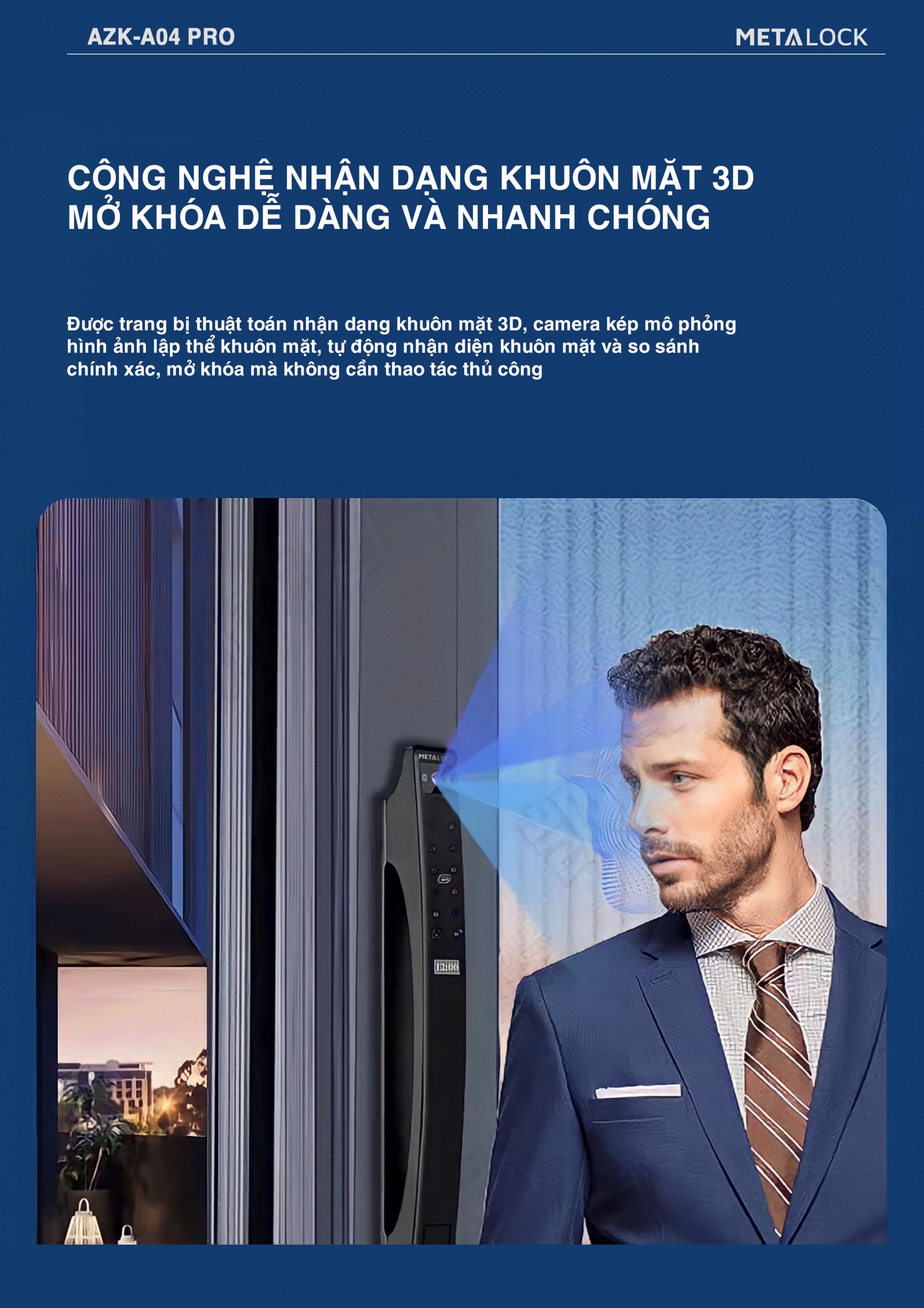 Khóa thông minh nhận diện khuôn mặt Metalock AZK-A04 Pro Khóa thông minh nhận diện khuôn mặt Metalock AZK-A04 Pro
