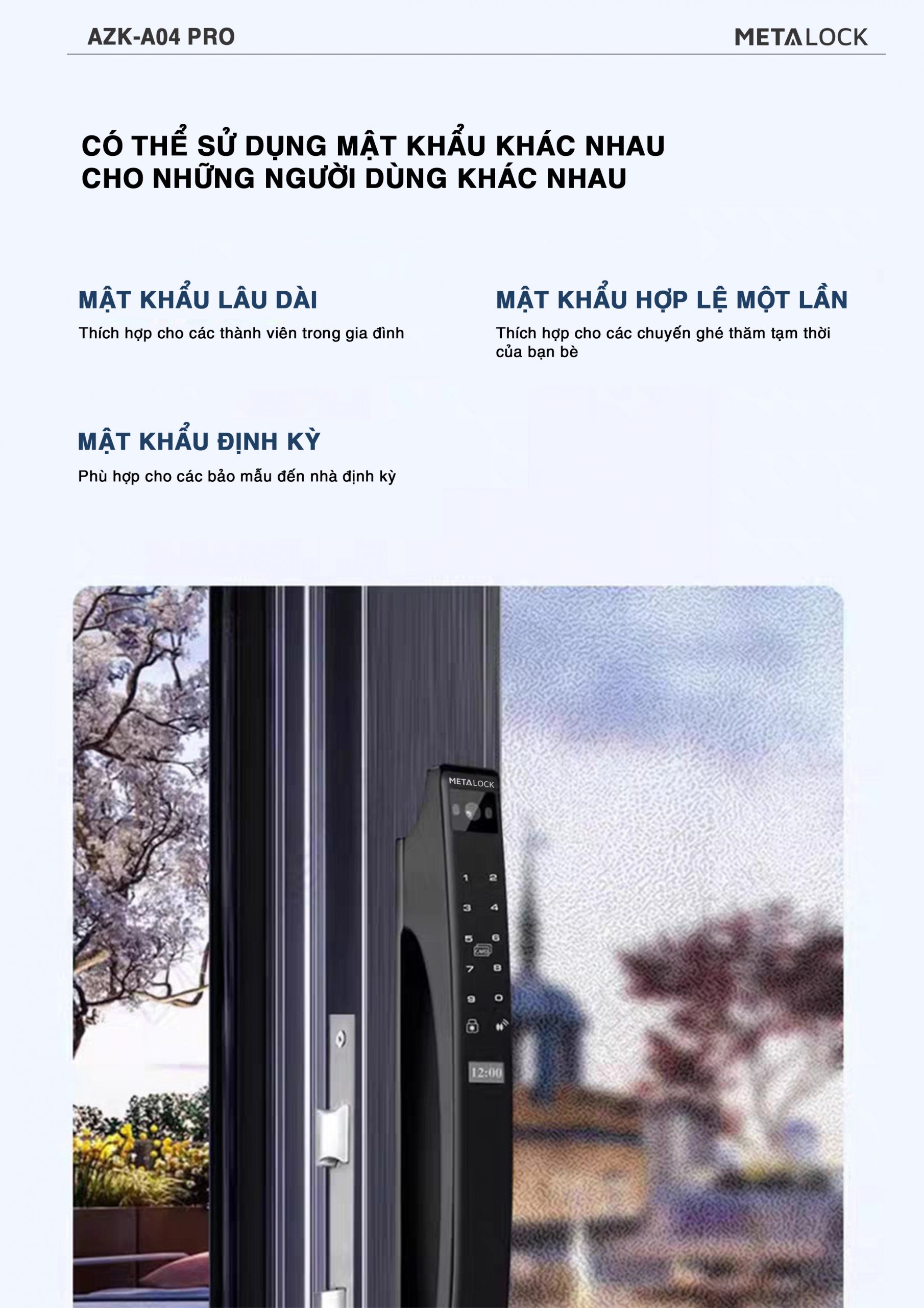 Khóa thông minh nhận diện khuôn mặt Metalock AZK-A04 Pro Khóa thông minh nhận diện khuôn mặt Metalock AZK-A04 Pro