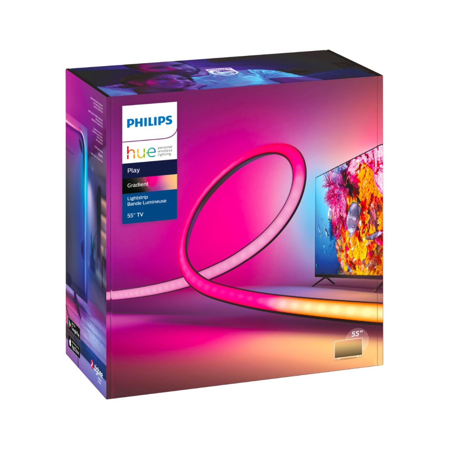 Philips Hue Play Gradient Lightstrip đồng bộ màu TV 55" 65" 75"